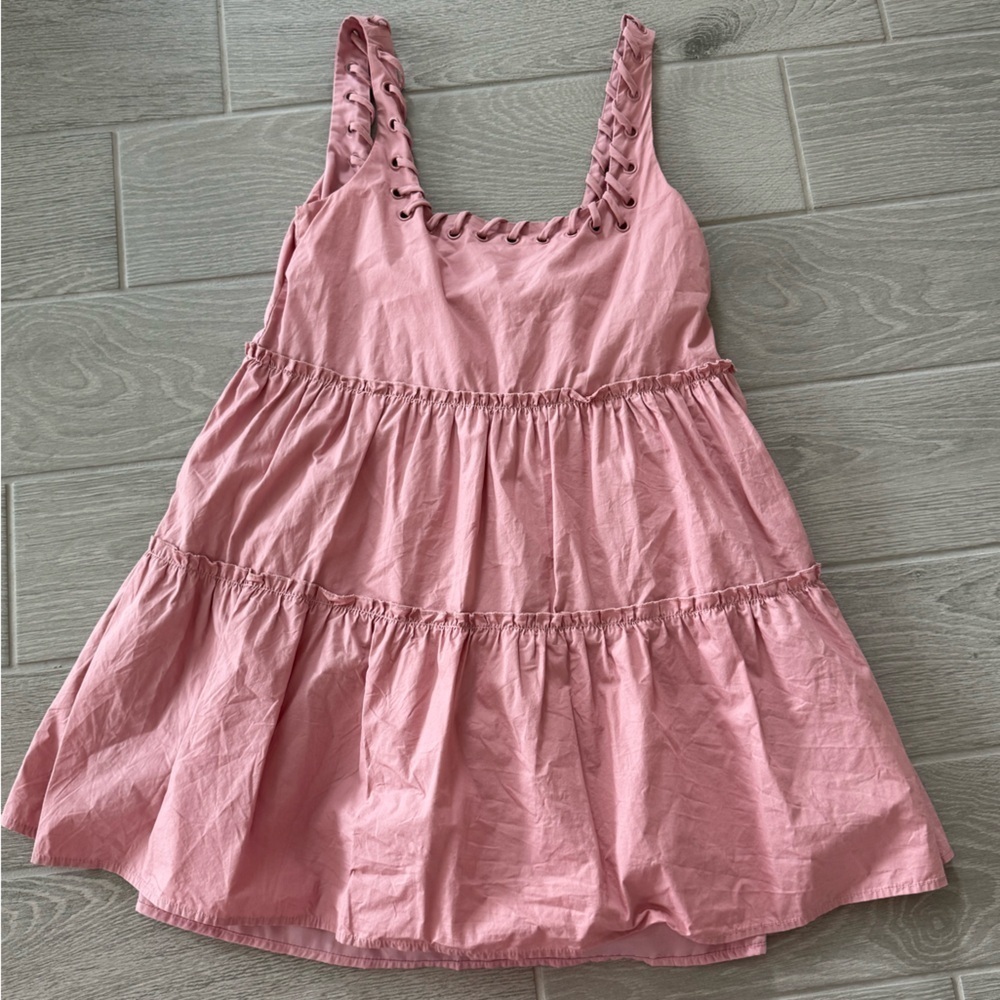 AUREUM Western Boho Festival Rodeo Pink Tiered Mini Dress Size XS VGUC